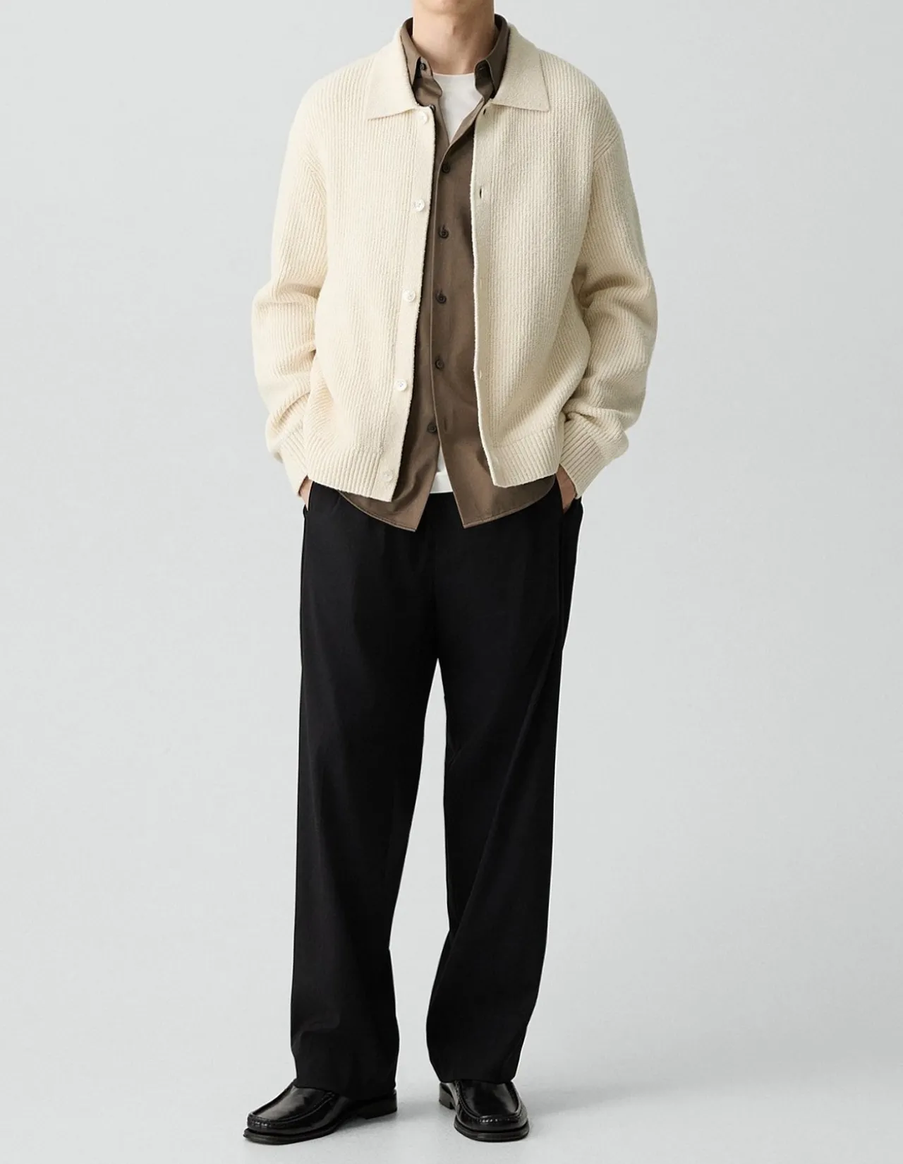 Textured Cardigan in Cotton Silk Slub