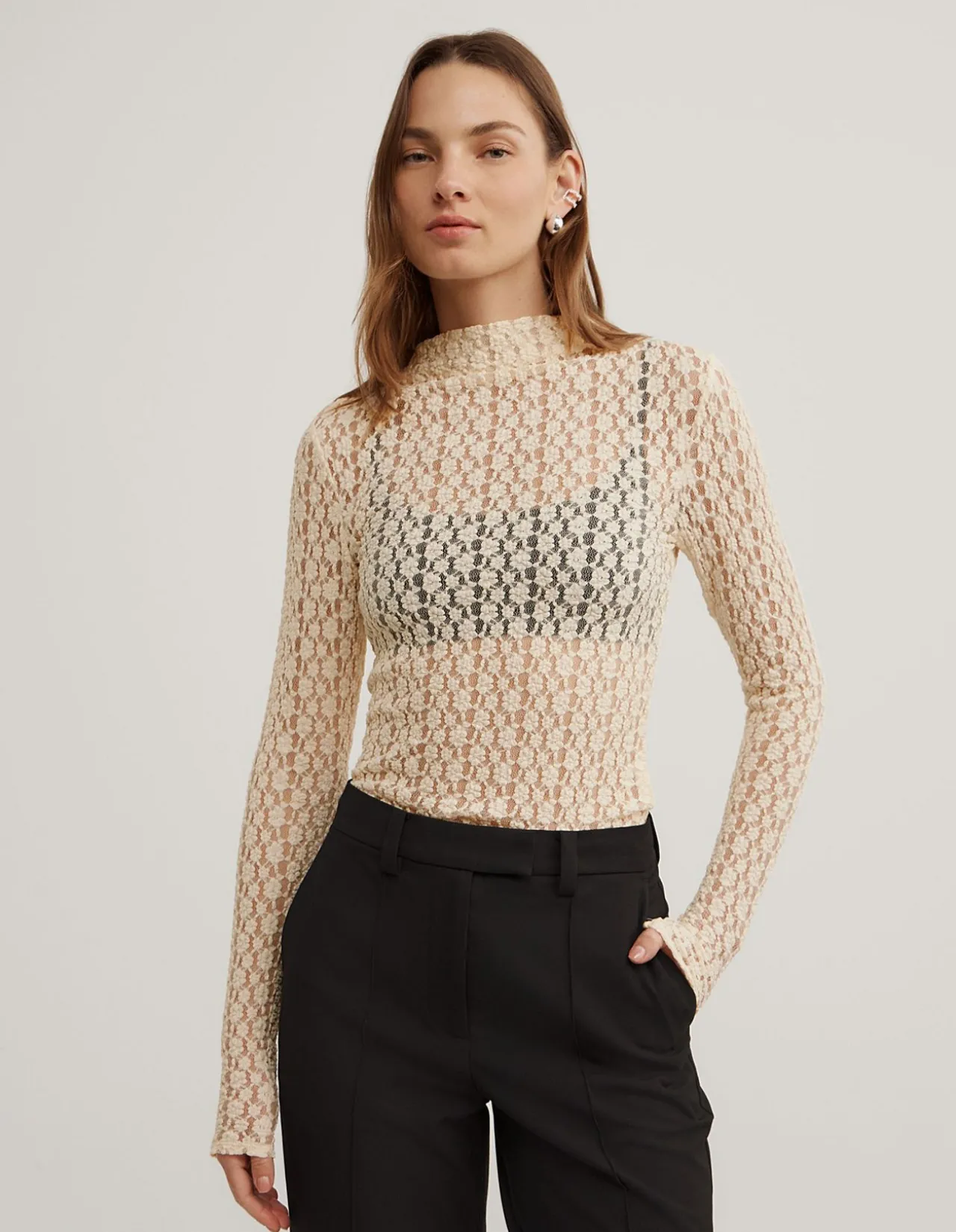 Textured Long Sleeve Top