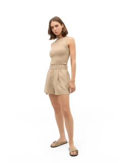 TEXTURED COTTON KNIT TOP