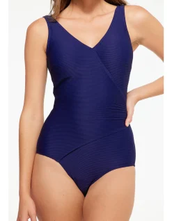 Textured Rib Surplice One Piece Swimsuit
