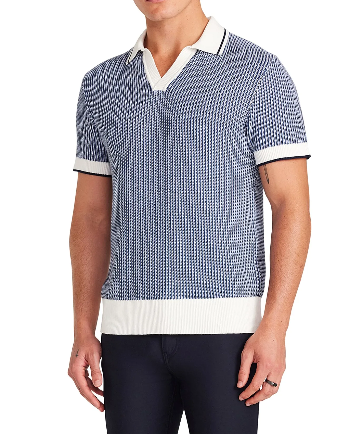 TEXTURED STITCH KNIT POLO