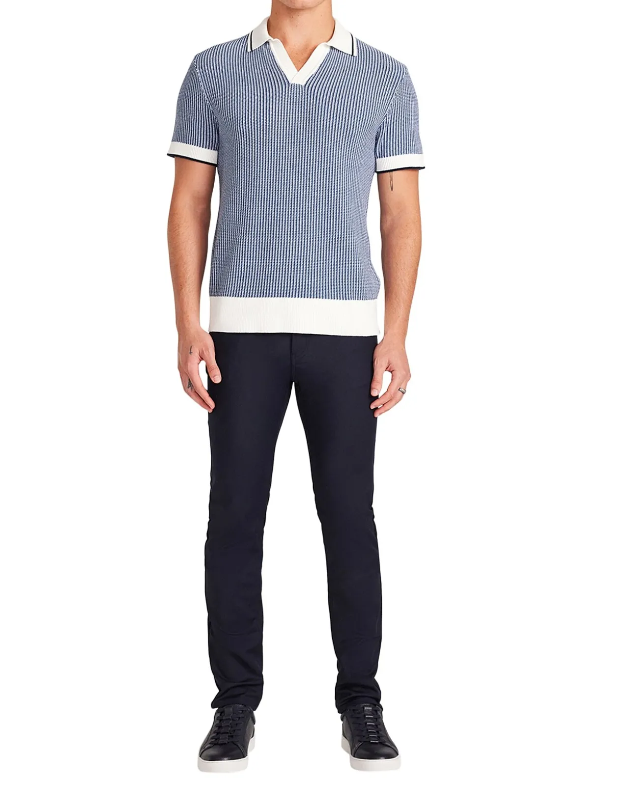 TEXTURED STITCH KNIT POLO