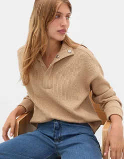TEXTURED TWIST FUNNEL NECK SWEAT
