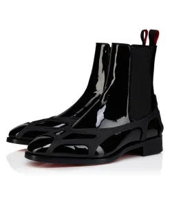 THE CHELSEA GORP FLAT PATENT VERSION BLACK BOOTS