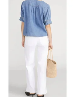 The Denim V-Neck Popover Top