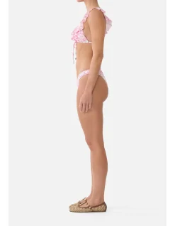 TIE FRONT TRI BIKINI TOP W FRILL NECK