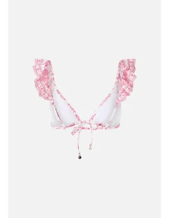 TIE FRONT TRI BIKINI TOP W FRILL NECK