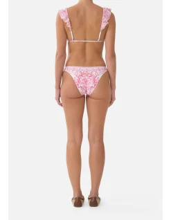 TIE FRONT TRI BIKINI TOP W FRILL NECK