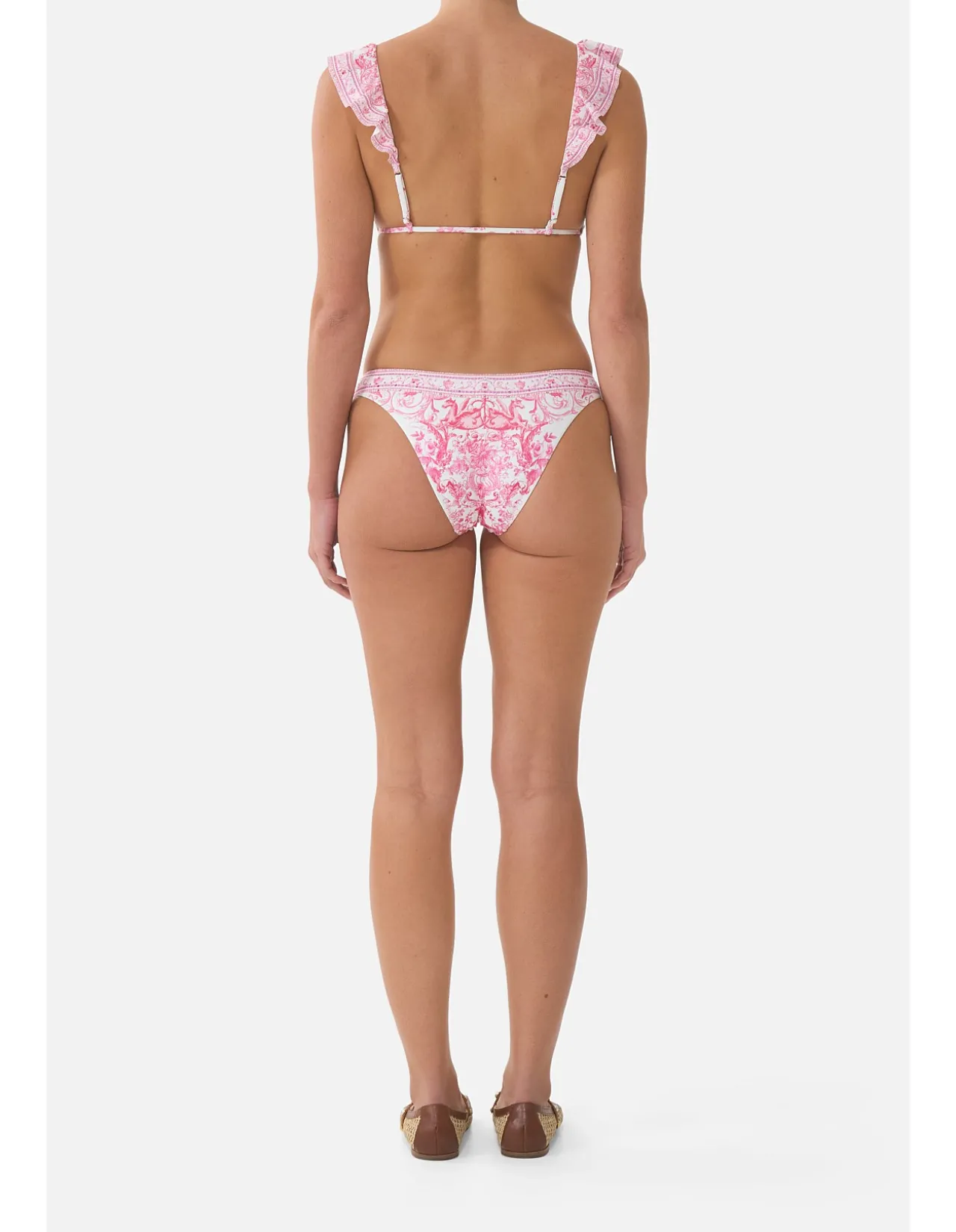 TIE FRONT TRI BIKINI TOP W FRILL NECK