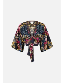 TIE FRONT PUFF SLEEVE TOP