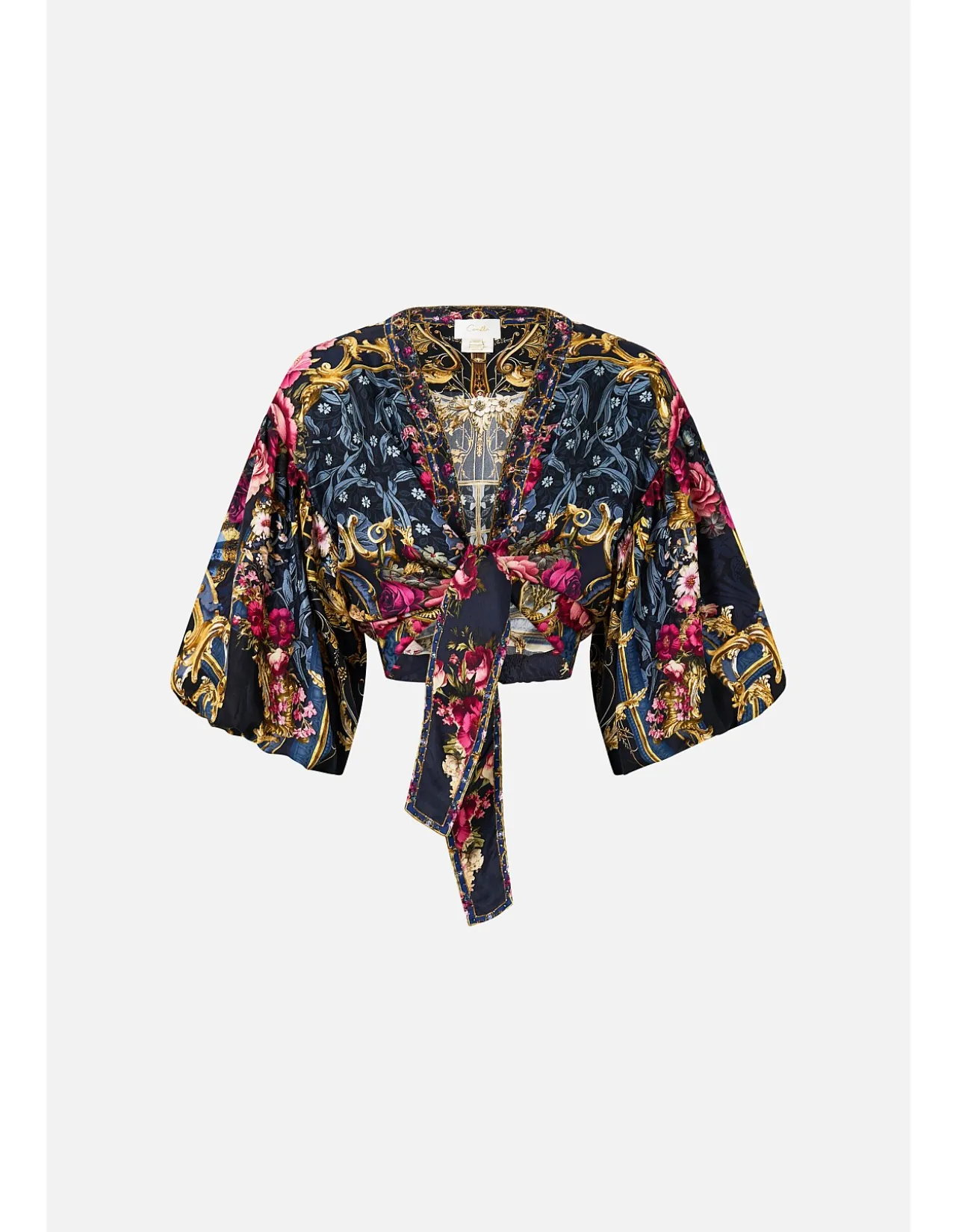 TIE FRONT PUFF SLEEVE TOP