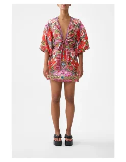 TIE FRONT PUFF SLEEVE TOP