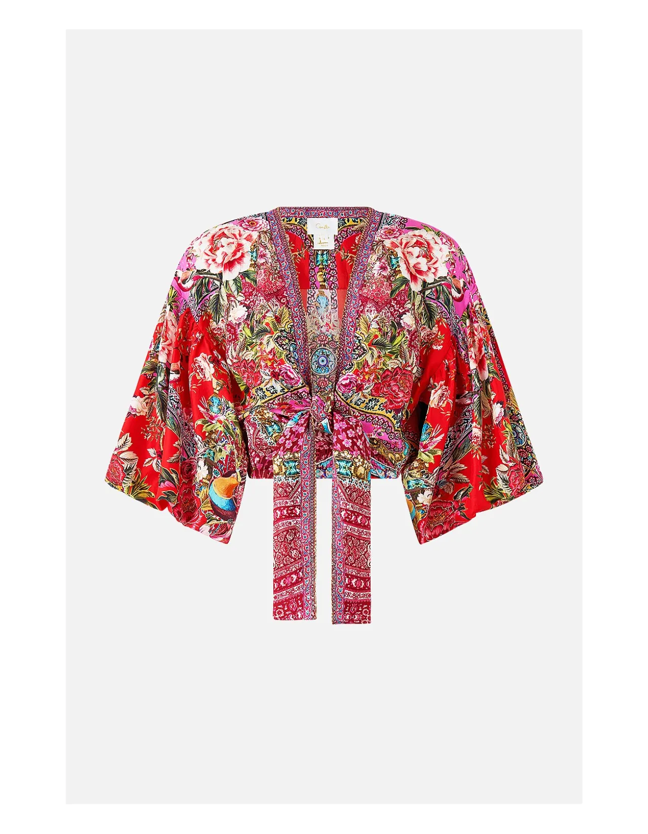 TIE FRONT PUFF SLEEVE TOP
