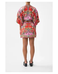TIE FRONT PUFF SLEEVE TOP