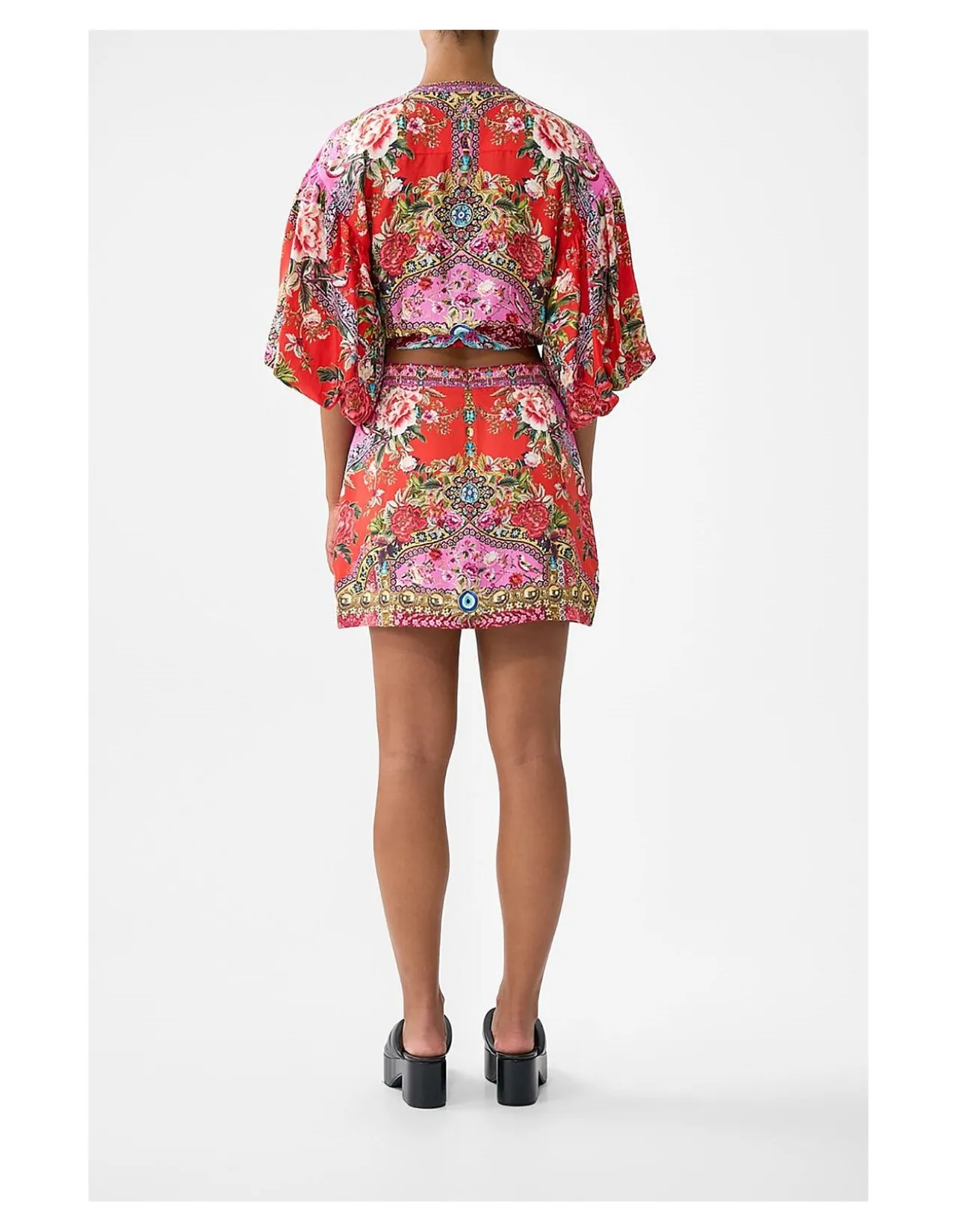 TIE FRONT PUFF SLEEVE TOP