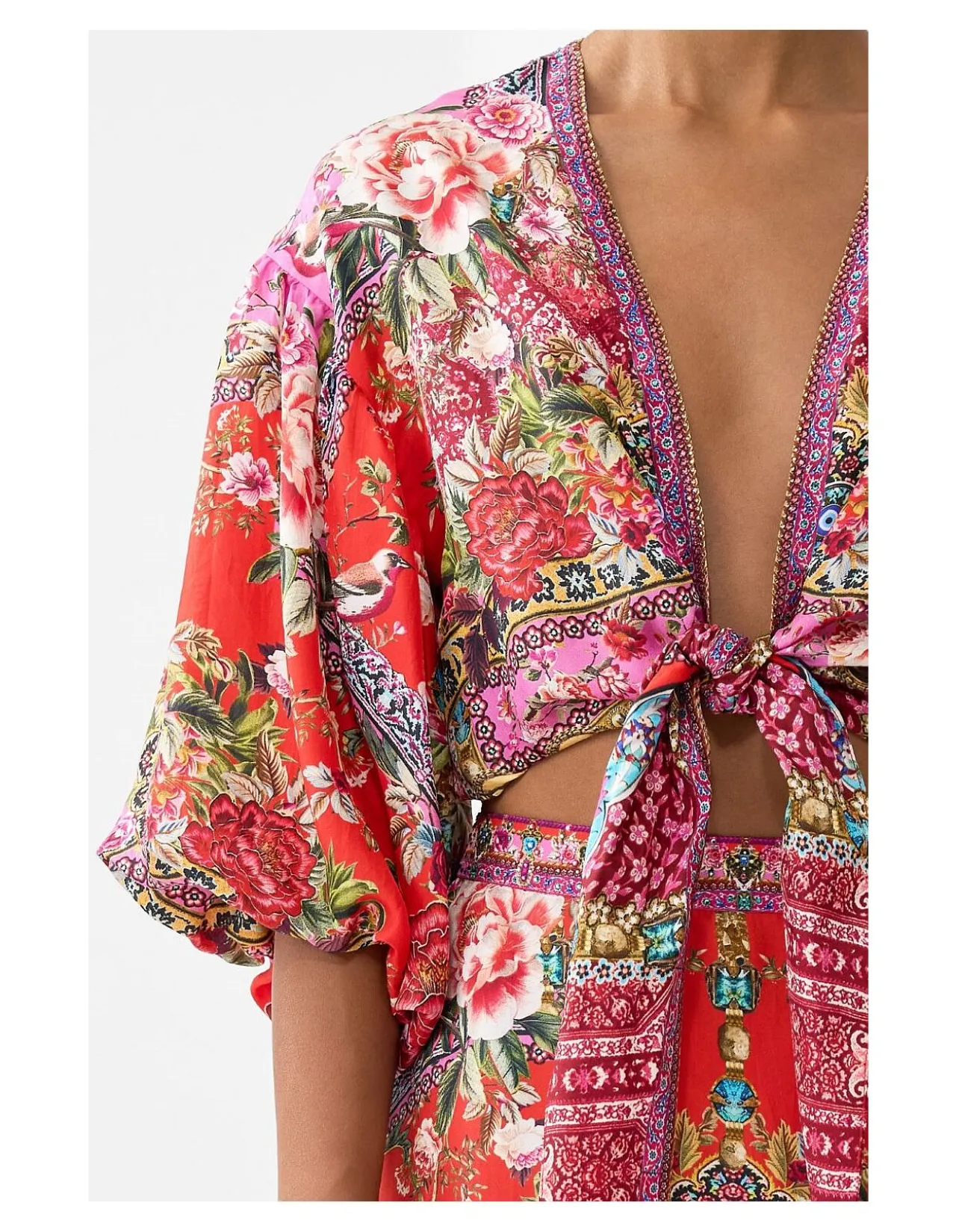 TIE FRONT PUFF SLEEVE TOP