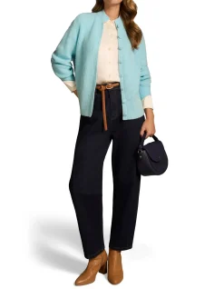 Tie Neck Mohair Cardigan - Crystal Blue