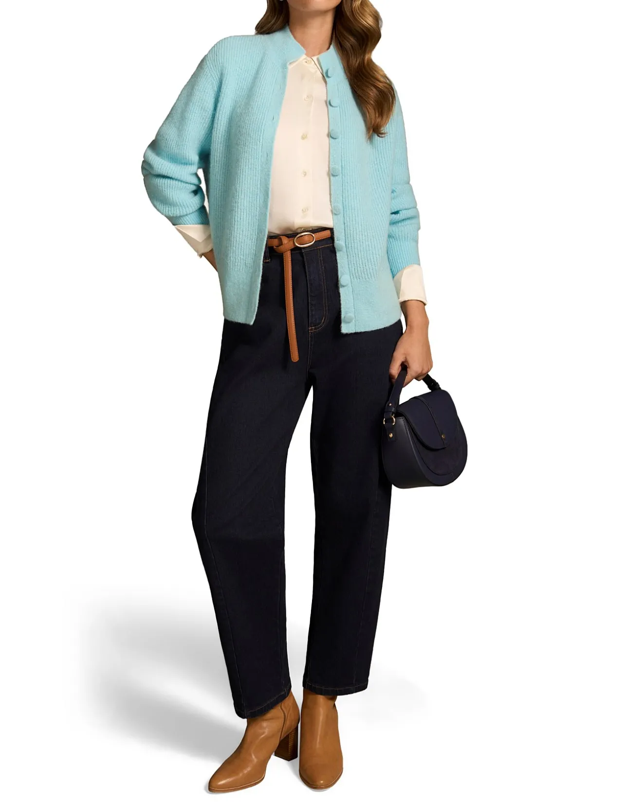 Tie Neck Mohair Cardigan - Crystal Blue