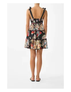 TIERED SHORT DRESS WITH SHOULDER TIES