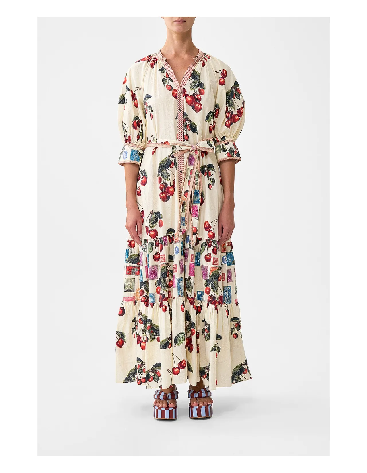 TIERED SHIRT DRESS WITH SHORT SLEEVE