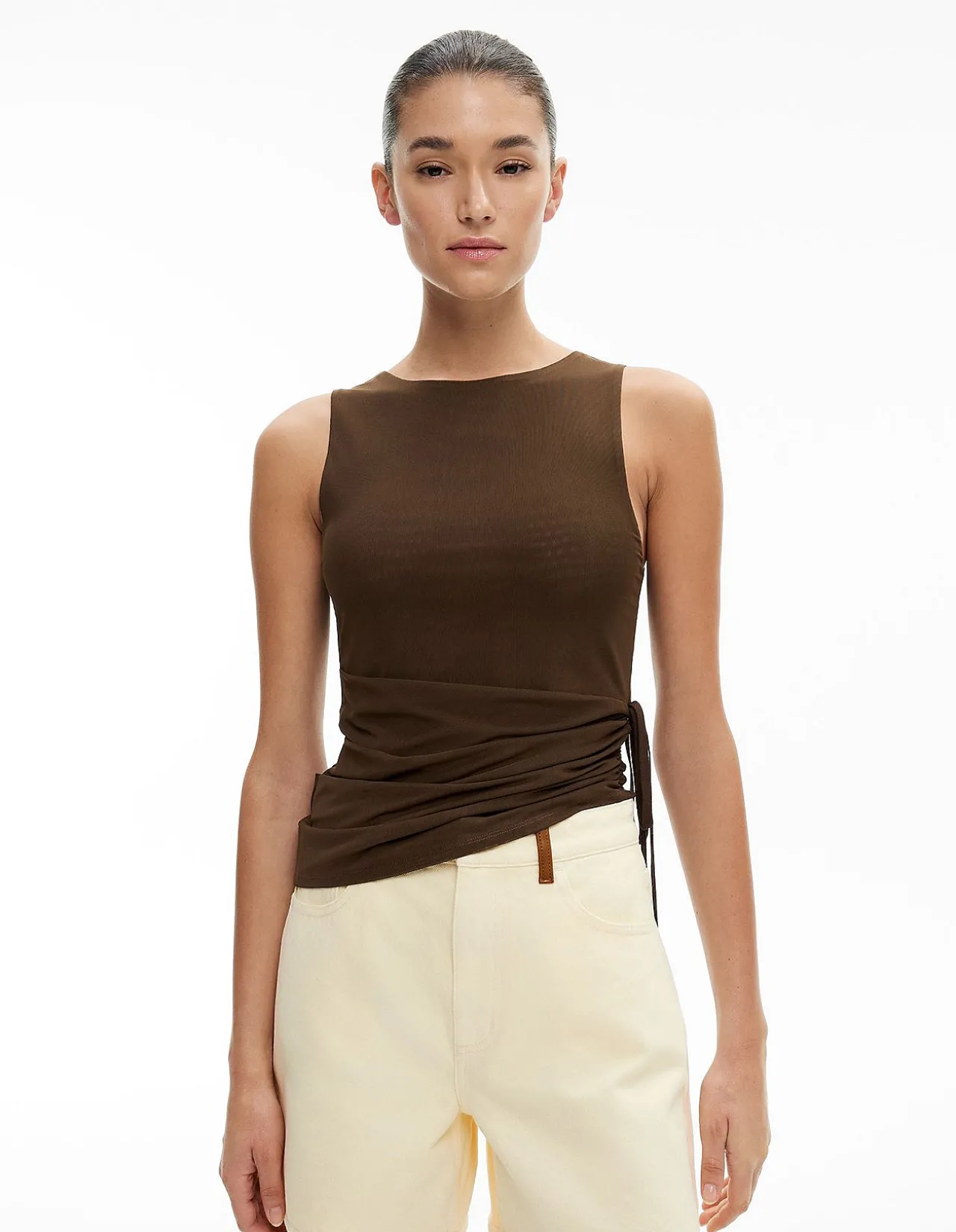 Tie Side Mesh Tank Top