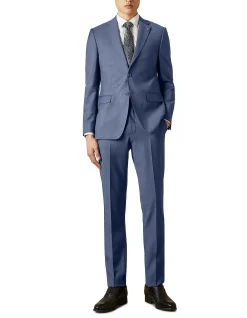 Timeless Flat Front Wool Trouser Blue