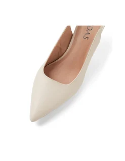 Tirama Cream Leather Slingback Pumps