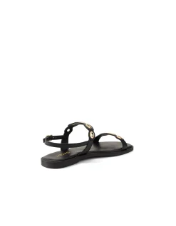 Tisker Gold Ring Detail Leather Sandals