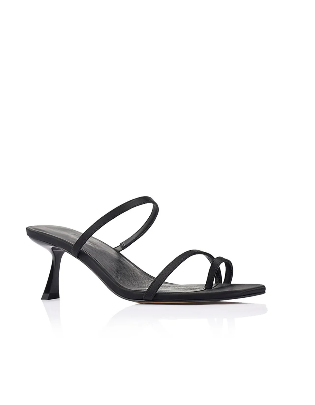 Torrance Black Satin Flared Slingback