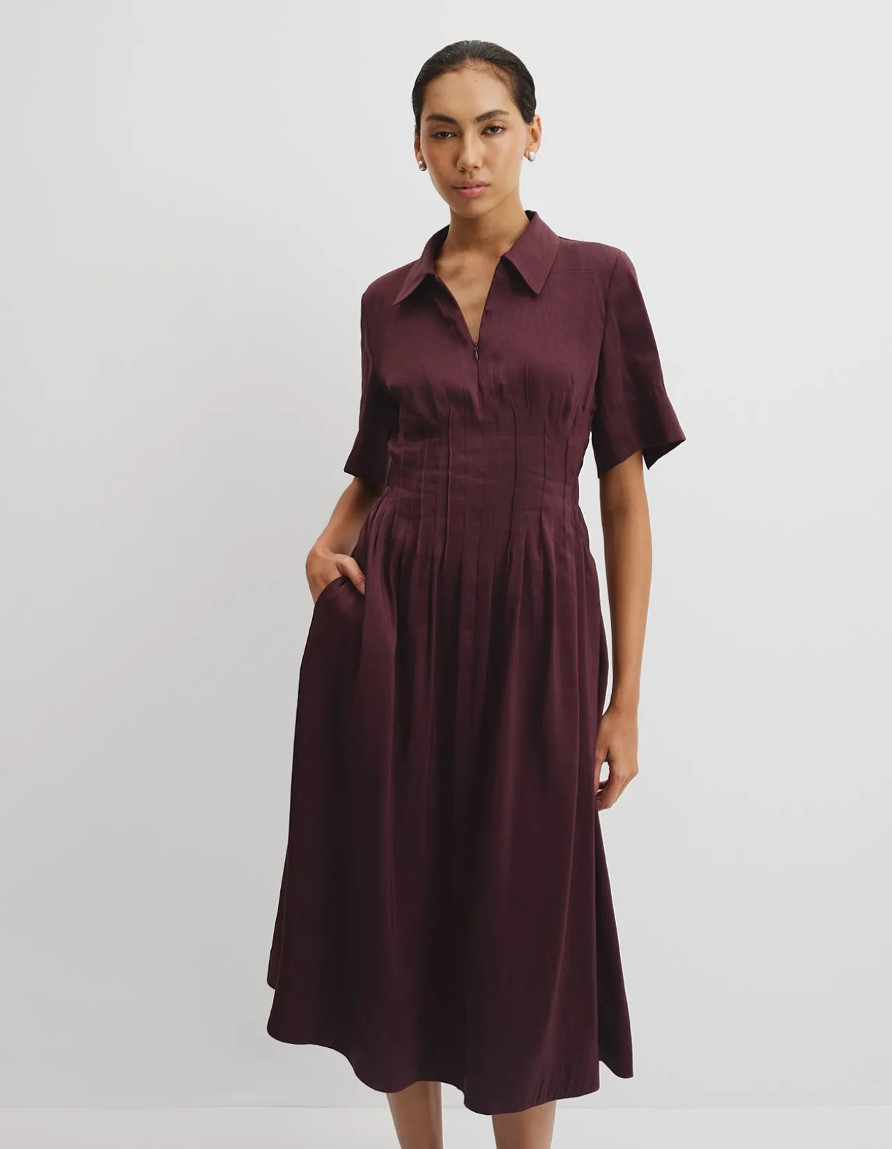 Tuck Detail Shirt Dress