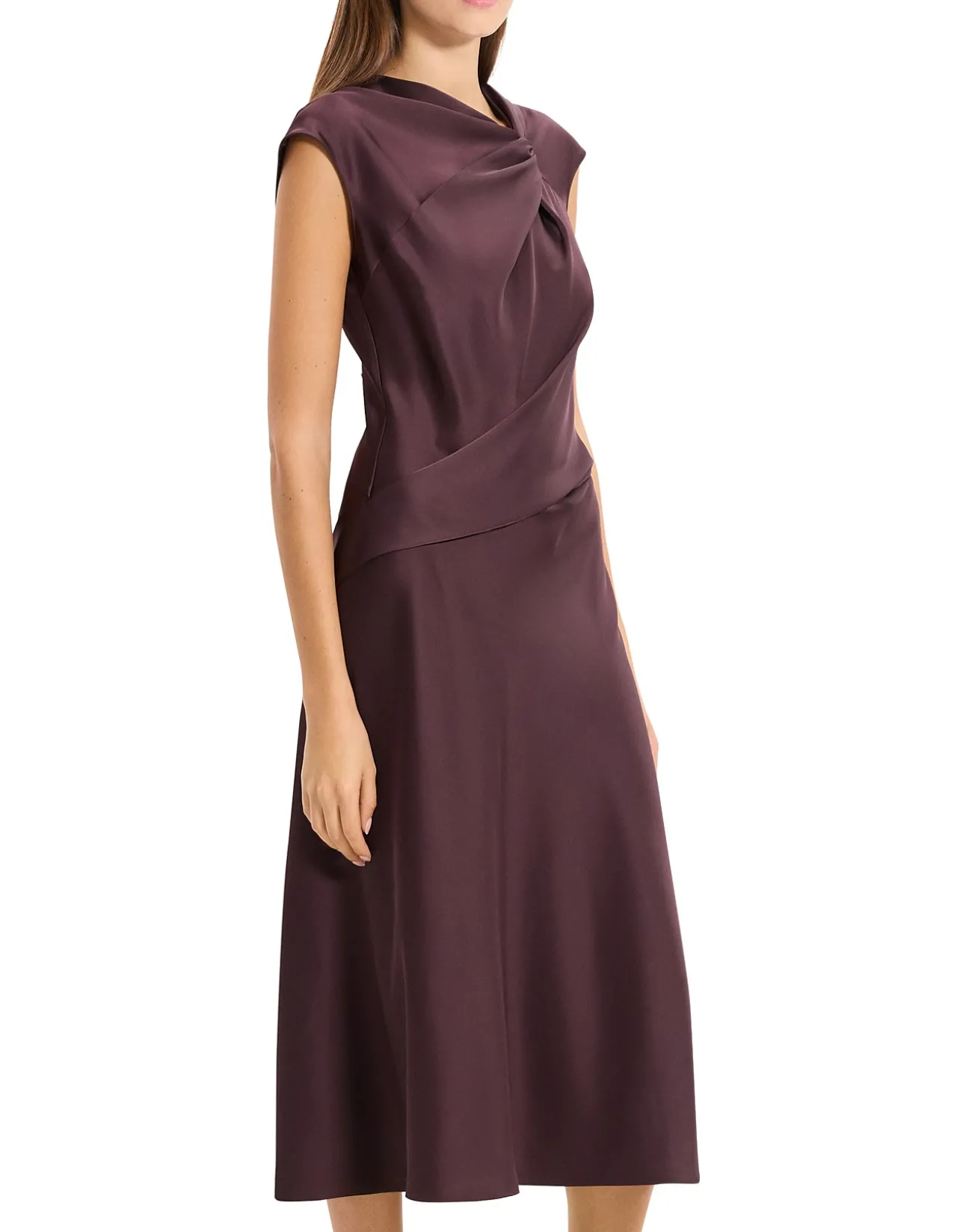 Twist Bodice Dress in Satin