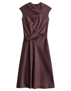 Twist Bodice Dress in Satin