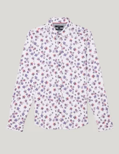 Two-tone Floral Print Long Sleeve Shirt