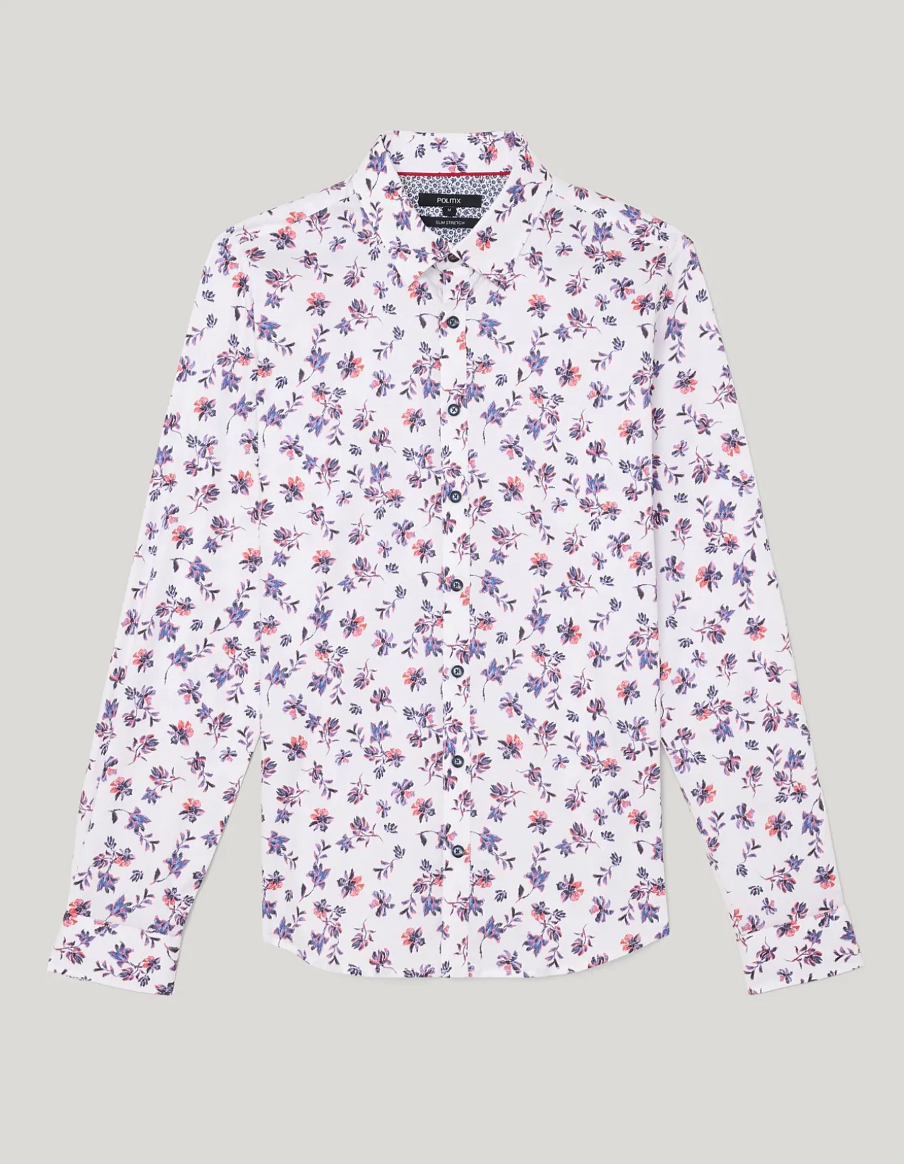 Two-tone Floral Print Long Sleeve Shirt
