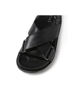 Umar Cross Strap Leather Platform Sandals