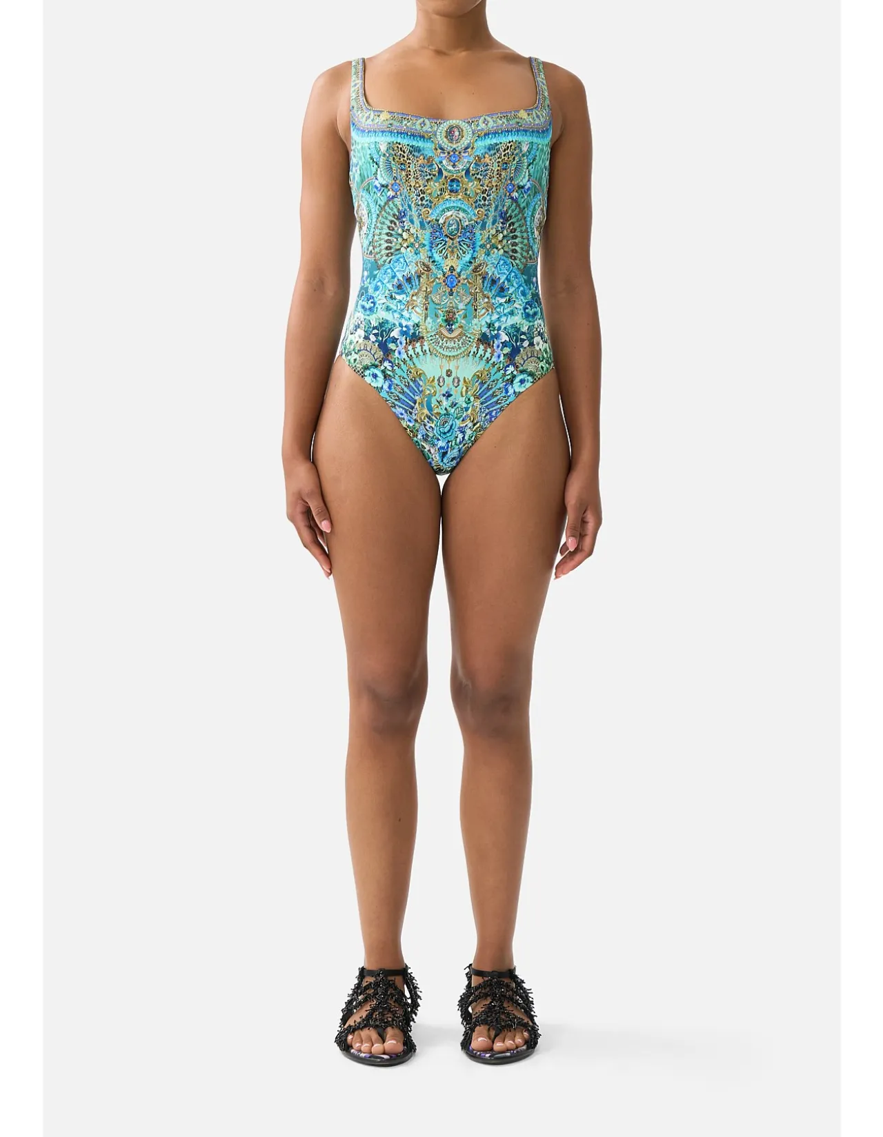 UNDERWIRE SQUARE NECK ONE PIECE W SCOOP BACK