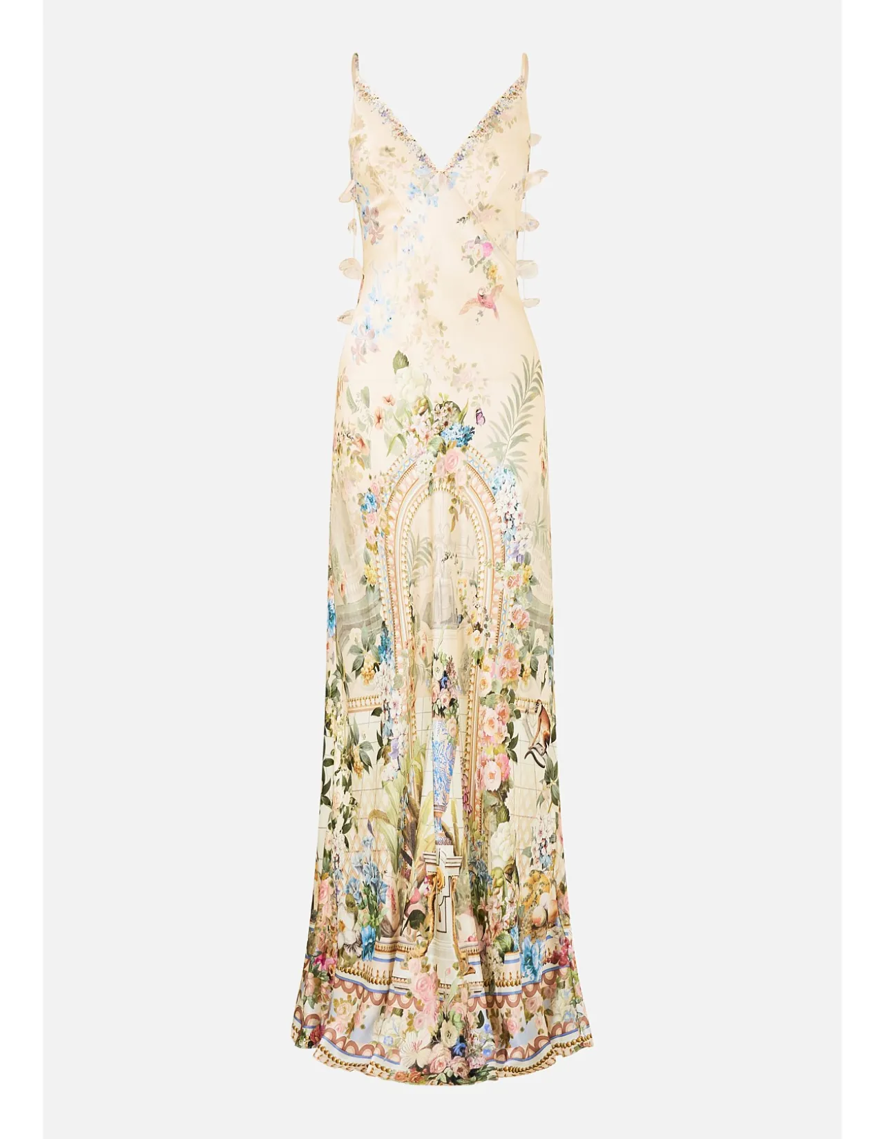 V NECK FULL LENGTH BIAS SLIP DRESS
