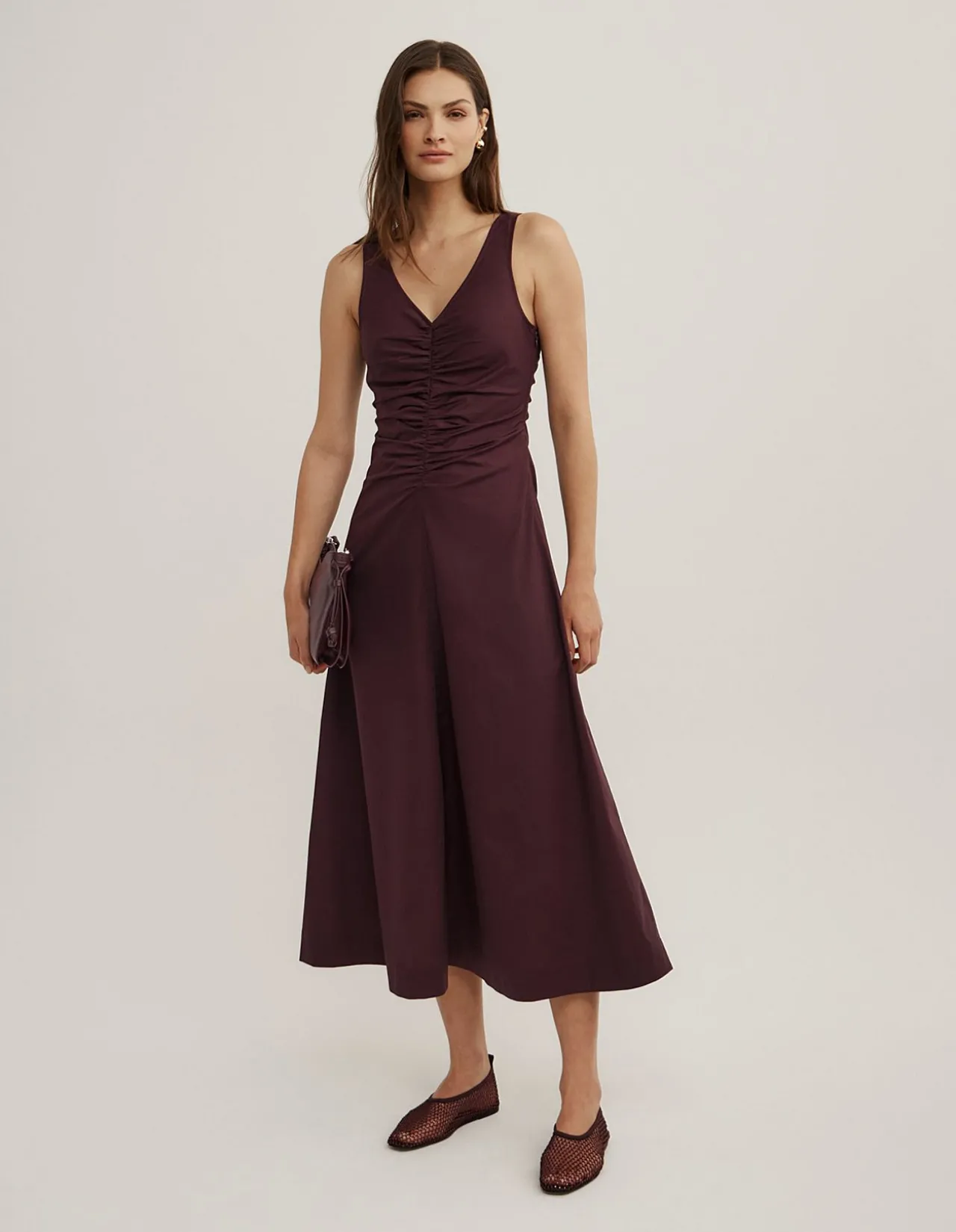 V Neck Gather Dress