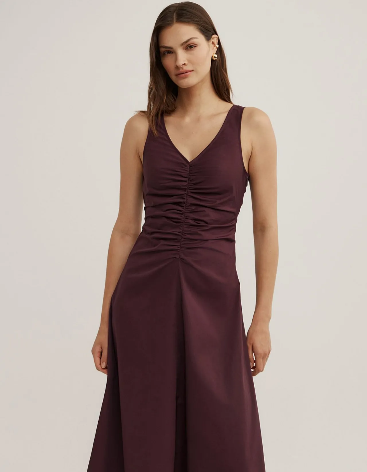 V Neck Gather Dress