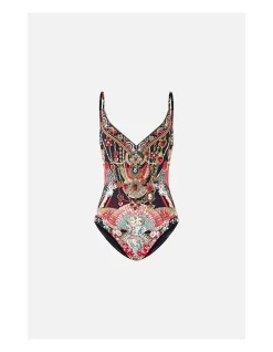 V NECK UNDERWIRE ONE PIECE W BACK CLOSURE