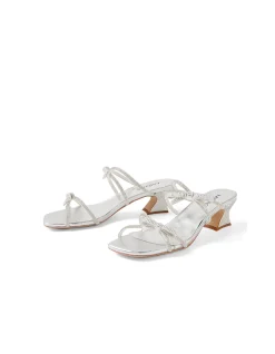 Valencia Crystal Bow Strap Heeled Sandals