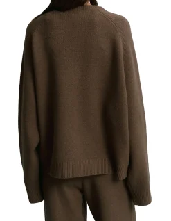 Varsity Boucle Oversized Knit Sweatshirt