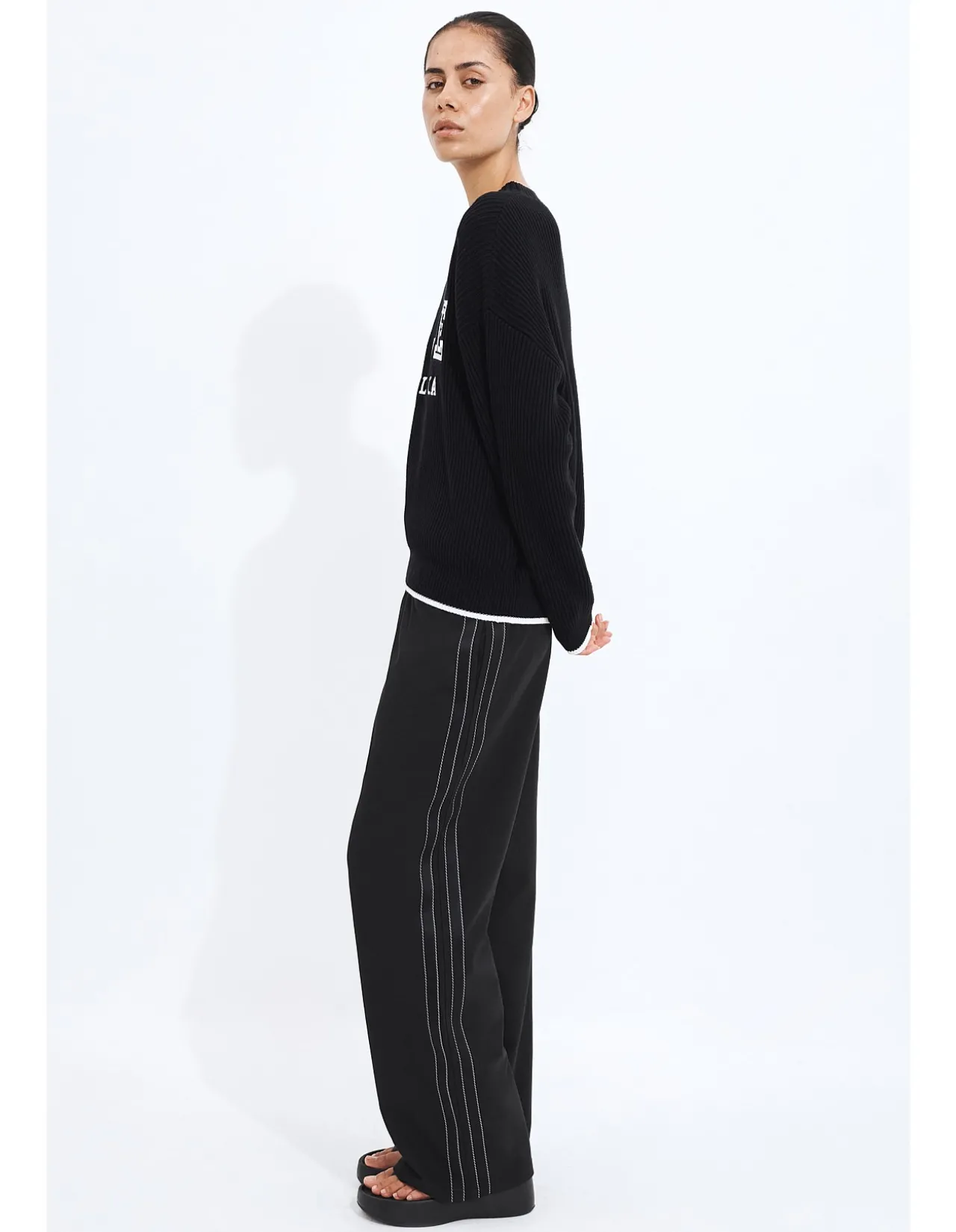 Varsity Logo Rib Oversized Cotton Knit Jumper