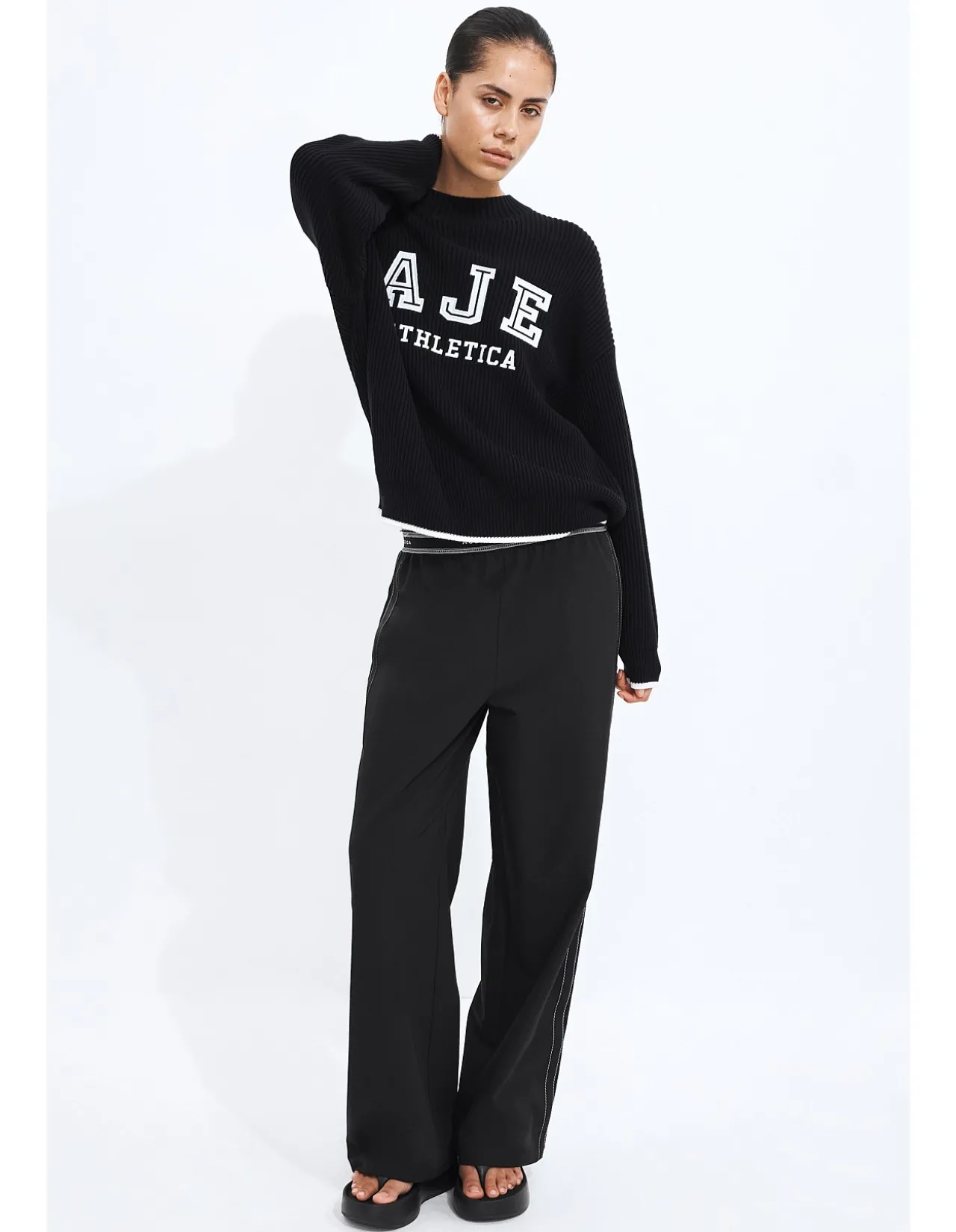 Varsity Logo Rib Oversized Cotton Knit Jumper