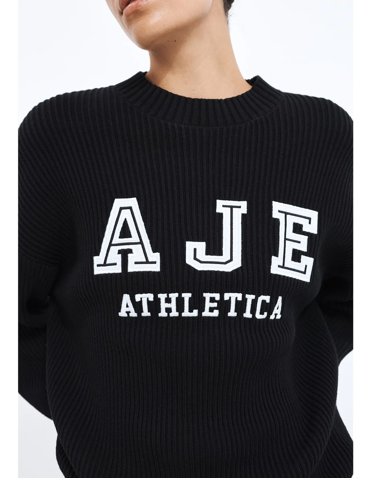 Varsity Logo Rib Oversized Cotton Knit Jumper