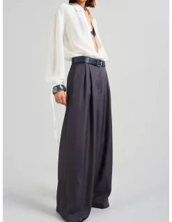 VERLIN CHIFFON TIE CUFF BU SHIRT