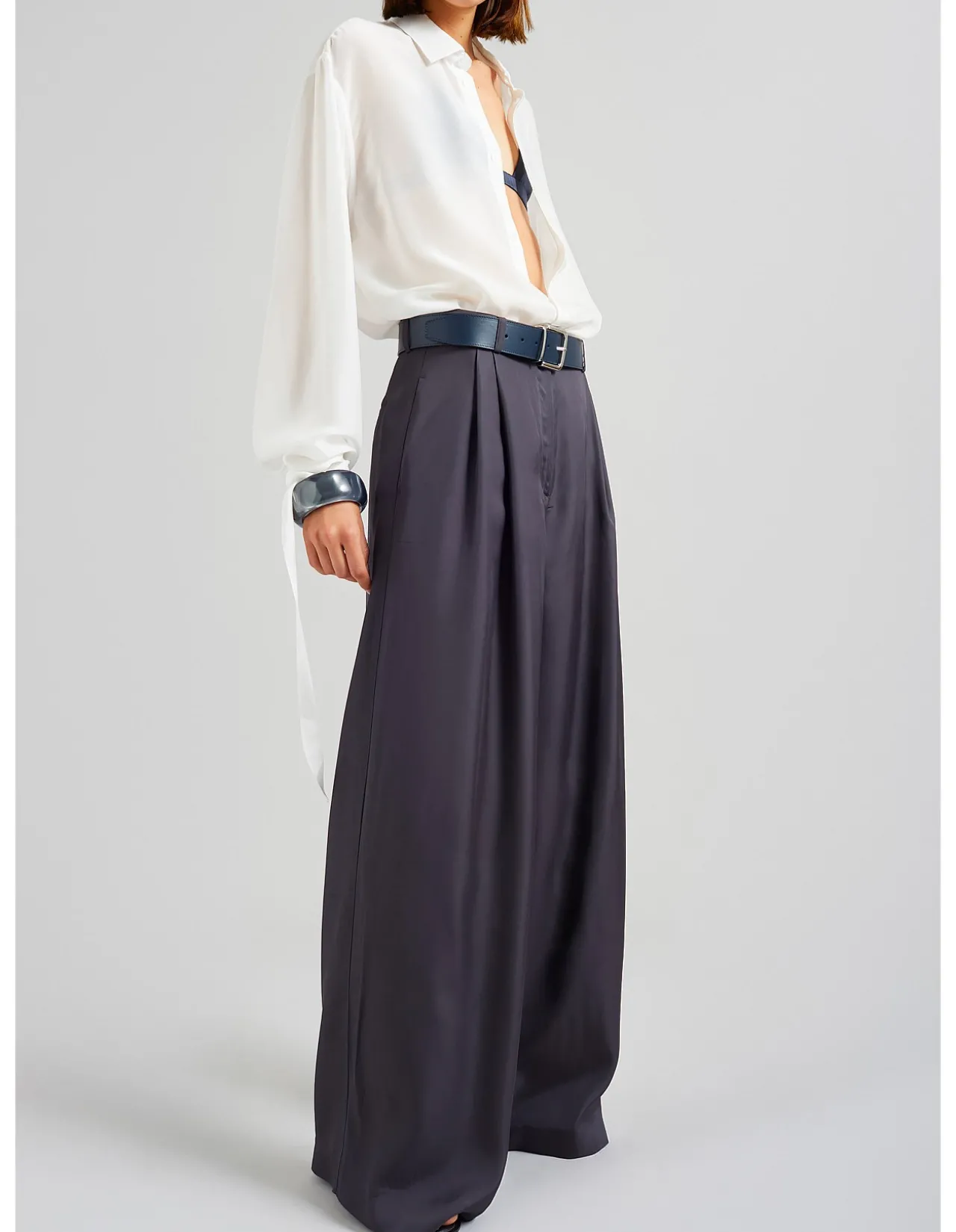 VERLIN CHIFFON TIE CUFF BU SHIRT
