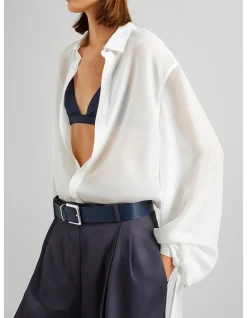 VERLIN CHIFFON TIE CUFF BU SHIRT