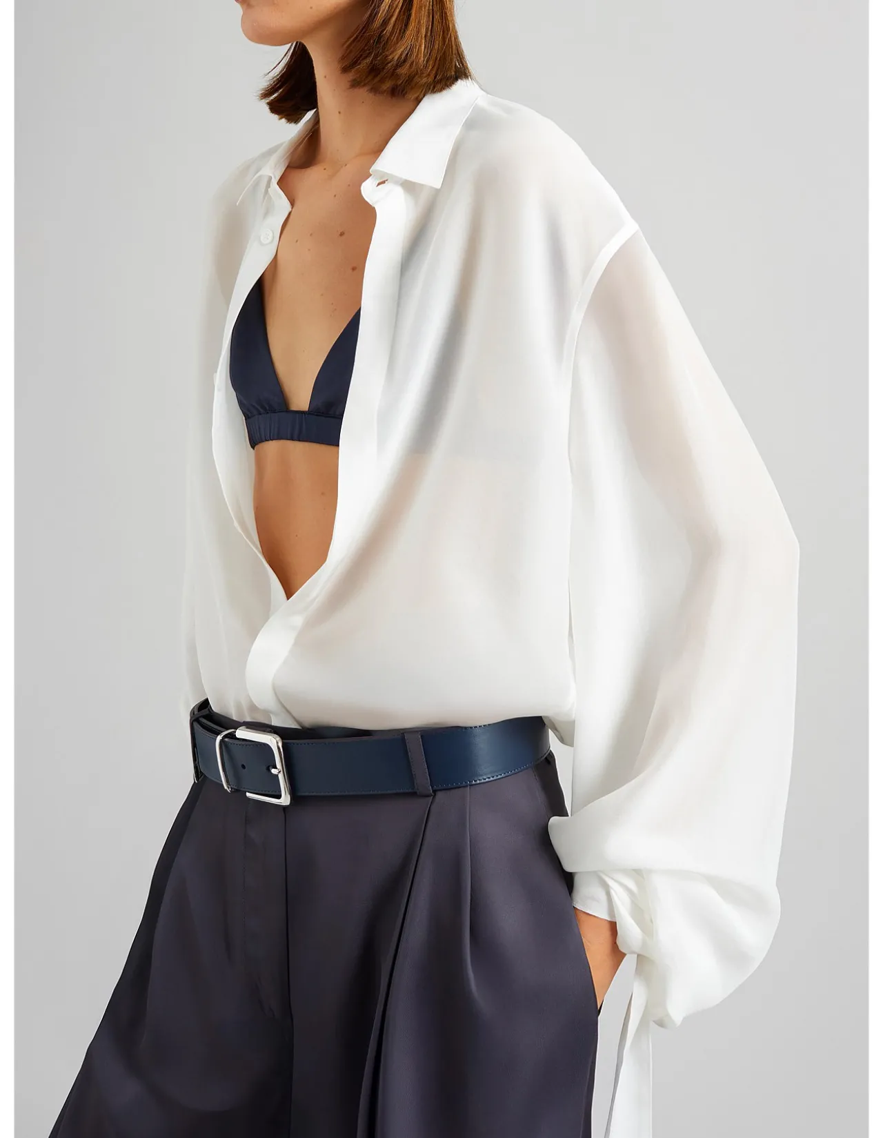 VERLIN CHIFFON TIE CUFF BU SHIRT