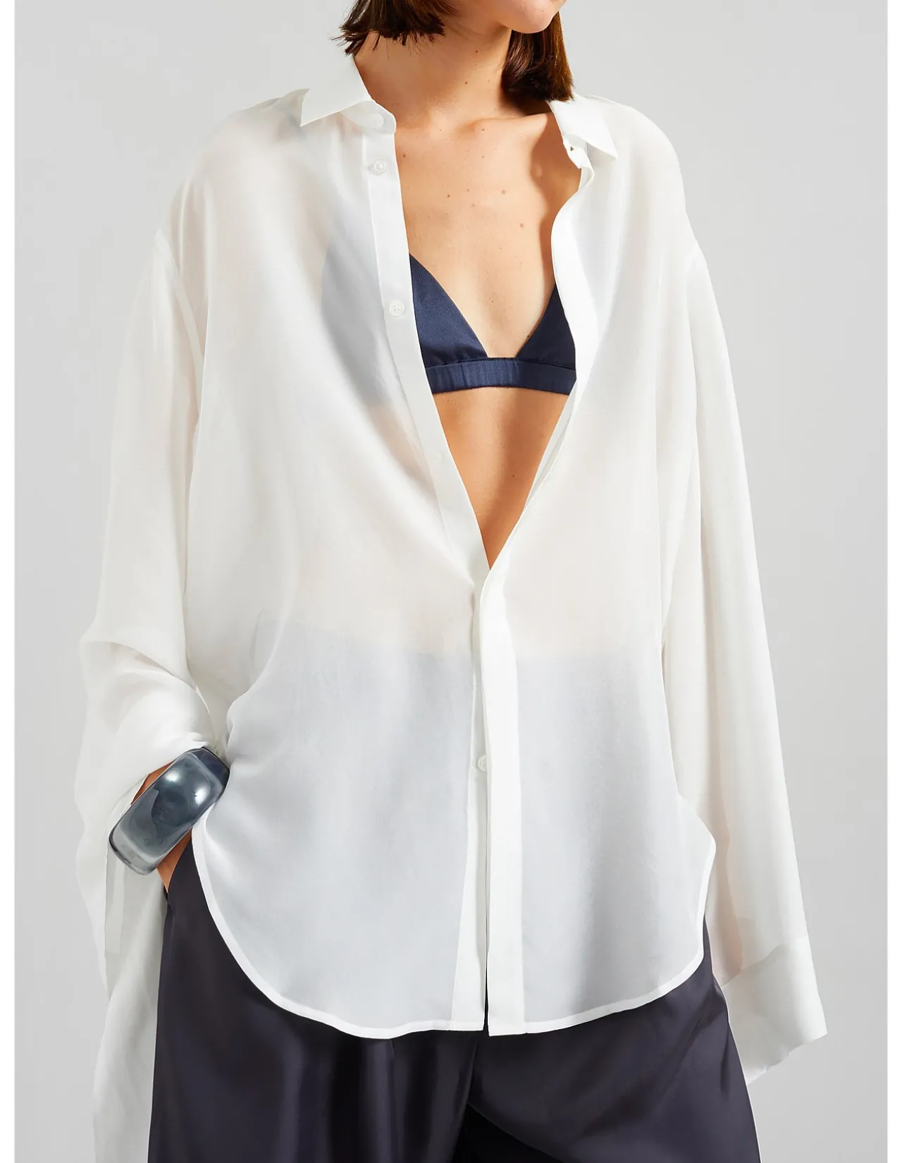 VERLIN CHIFFON TIE CUFF BU SHIRT